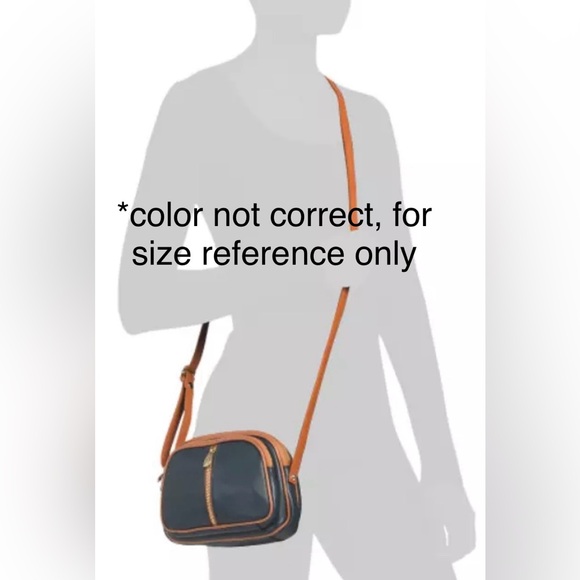 VALENTINA Genuine Leather Crossbody Purse Blue And Tan Made In Italy - Picture 8 of 8